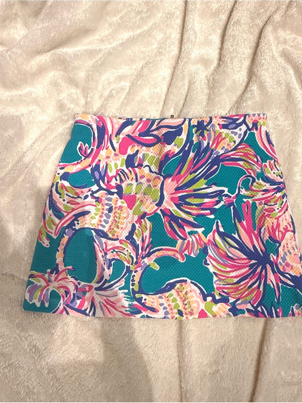 Lilly Pulitzer Teal Floral Print Mini Skirt
